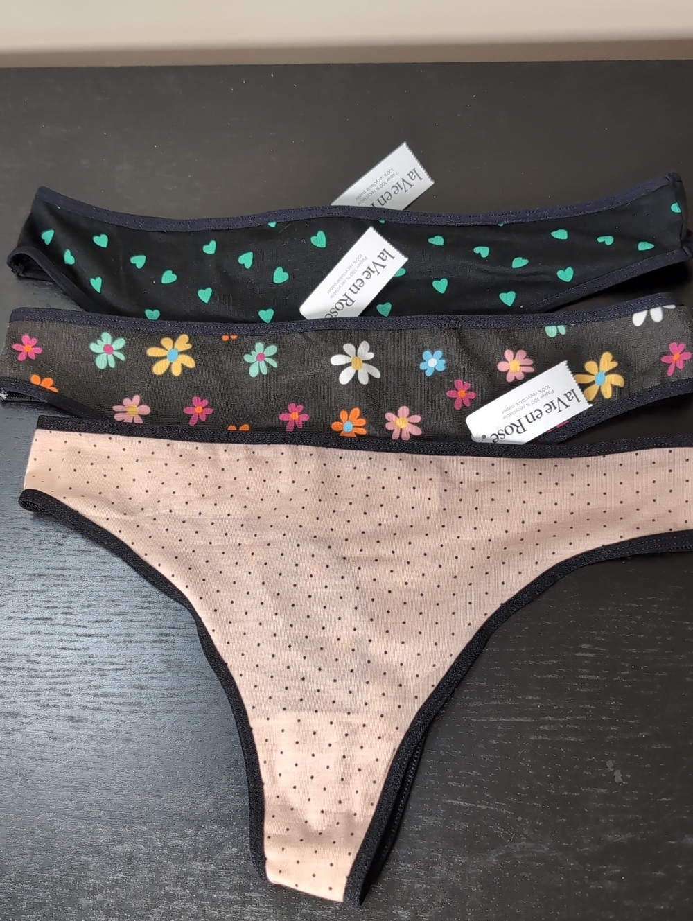 La Vie En Rose Cotton Panties 3 Set NEW Medium